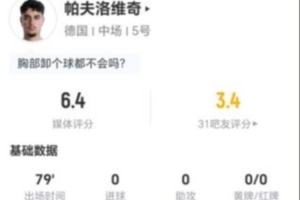 最新帕夫洛维奇本场1射0正+1关键传球 8VS抗0成功+5犯规2被过 获6.4分jrs直播_最新帕夫洛维奇本场1射0正+1关键传球 8VS抗0成功+5犯规2被过 获6.4分jrs直播在线观看_免费看直播